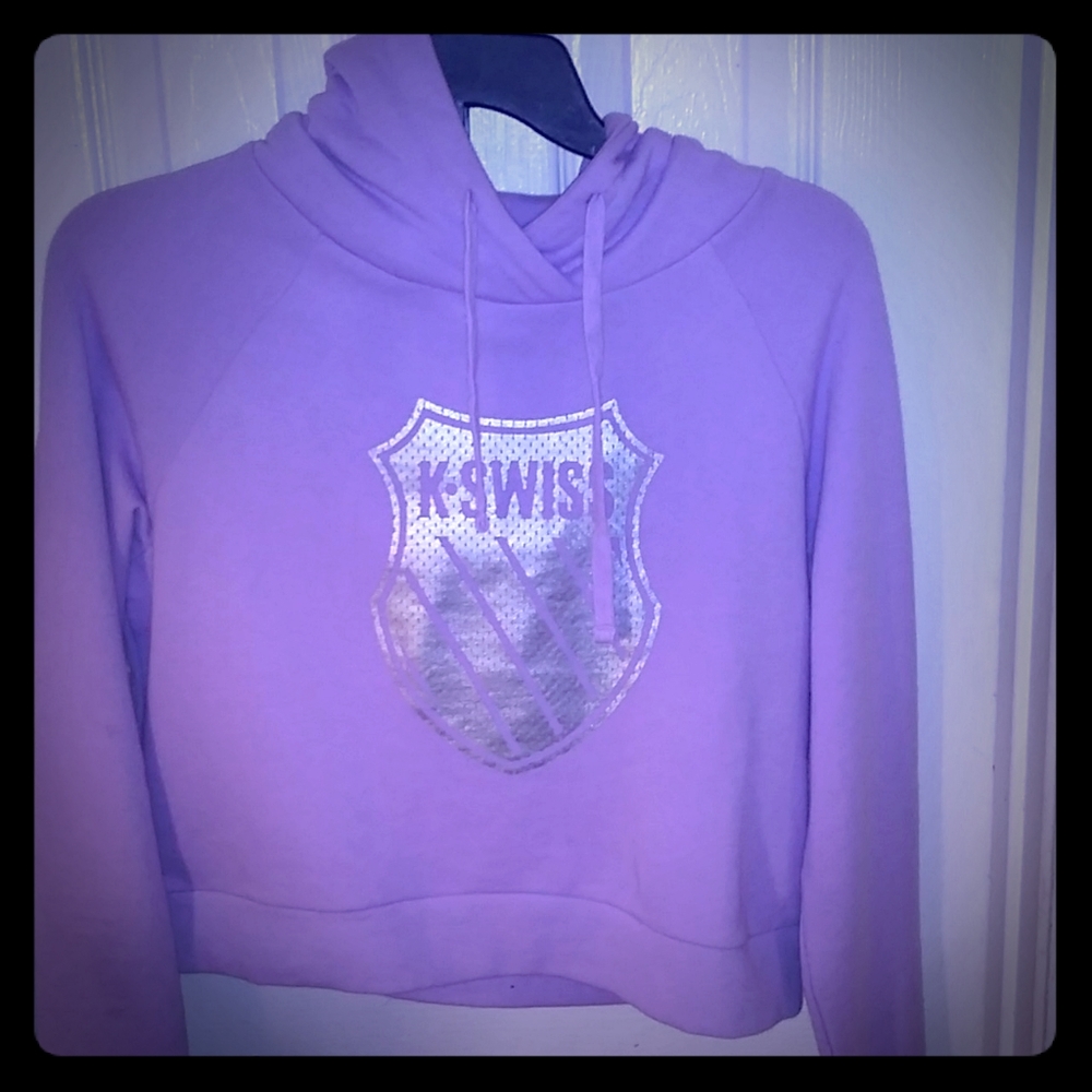 Lavender and silver Kswiss cropped hoodie